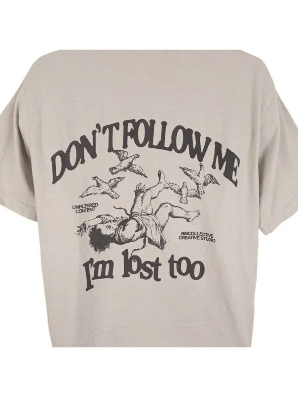 Dont Follow Me T Shirt Mens Size Large Cream BMCollective Im Lost Too Streetwear